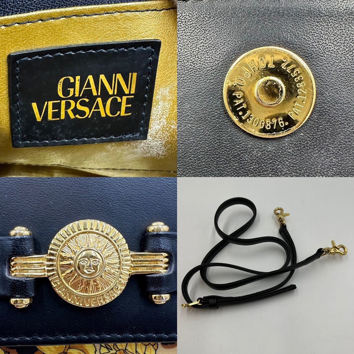 240196超美品●ジャンニ ヴェルサーチ GIANNI VERSACE ハンドバッグ ショルダーバッグ 2way レオパード サンバースト ゴールド金具 レザー_画像10