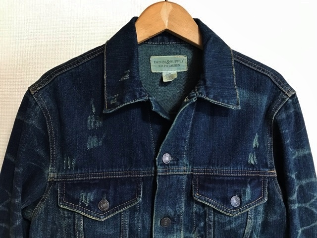 新品 近 ラルフローレン Ralph Lauren デニムジャケット パッチワーク 刺し子 Gジャン ボンバージャケット POLO ポロ rrl denim usa ラルフ_画像8