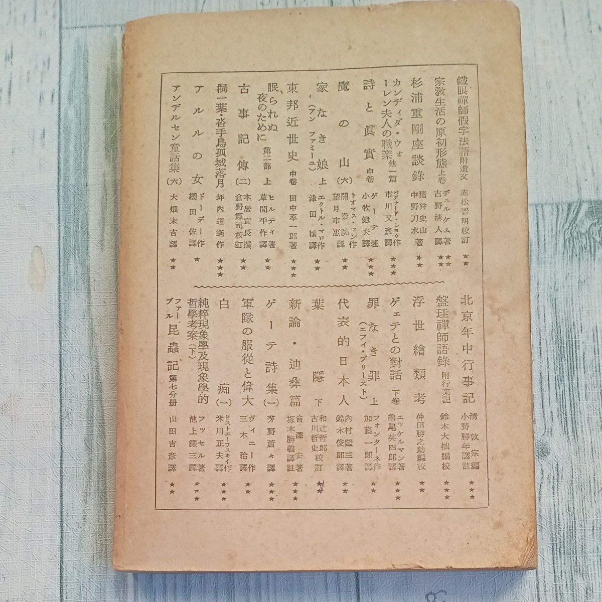 昭和レトロ　古文庫本　旧字体『ギョエテ詩集　（一）』ゲーテ　著　茅野蕭々　譯　岩波文庫　昭和16年　初版發行　表紙なし　古書　戦前