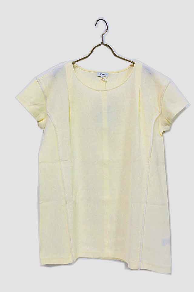 [ new old goods ][ unused ]SCAPA Scapa tops lady's ivory short sleeves largish size size 44