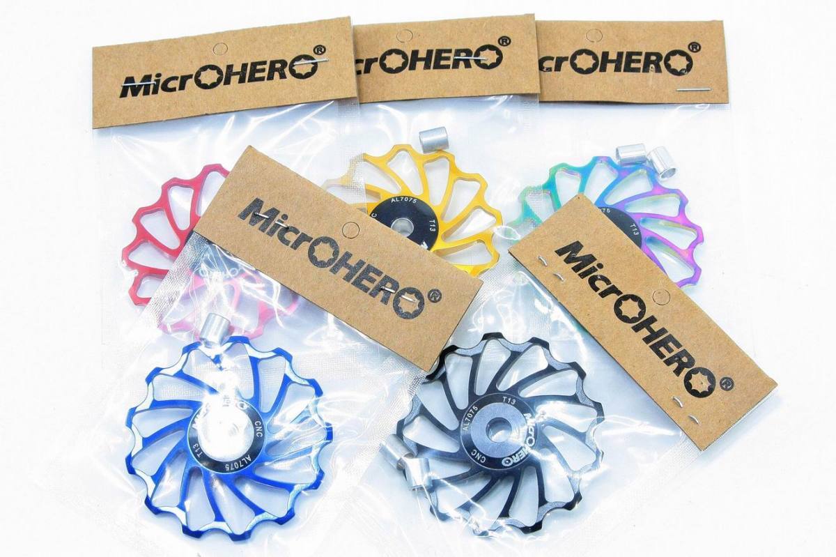 【即納】マイクロヒーロー　MicrOHERO　超回る　セラミックベアリング　アルミ　プーリー　13T　レッド_画像5