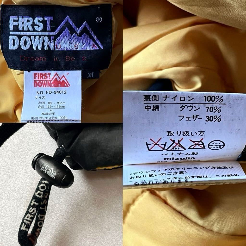 ファーストダウン FIRST DOWN リバーシブル ダウンジャケット M (日本L) 165〜175cm ブラック イエロー フルジップ 防寒 ジャケット_画像9