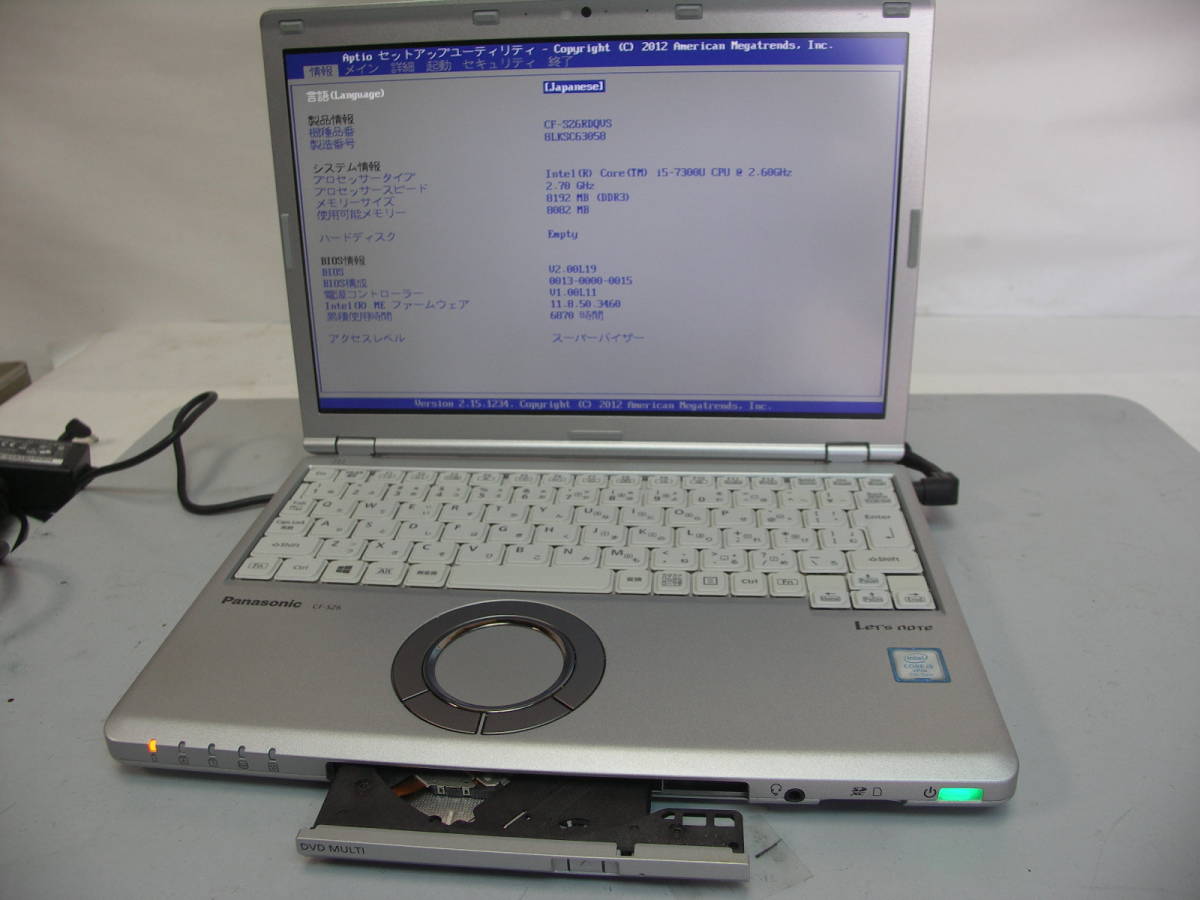 NBJ065/Panasnic/CF-SZ6/i5-7300U 2.6GHz/8GB/マルチ内蔵_画像1