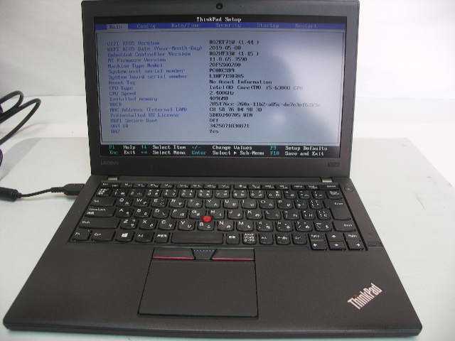 NBJ0100/IBM/Thinkpad X260/i5-6300U 2.4Ghz/4GB/BISO OK_画像1