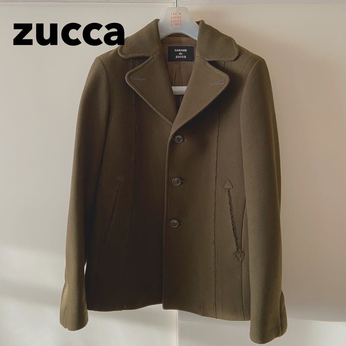 Zucca ズッカ　ショートシングルPコート　カーキ　ウール