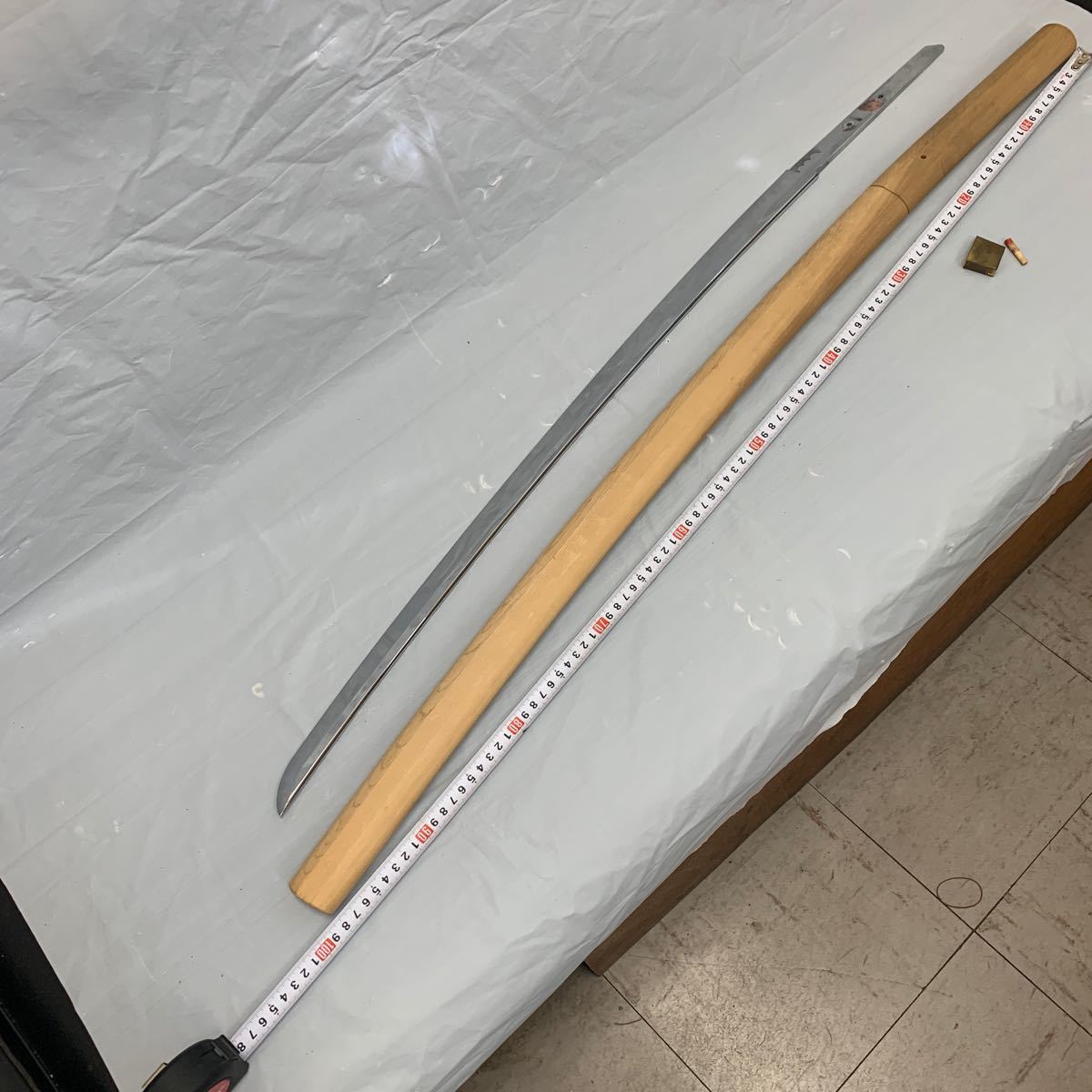 模造刀　白鞘 全長 約98cm 武具 装具　本身可鞘　現状品_画像2