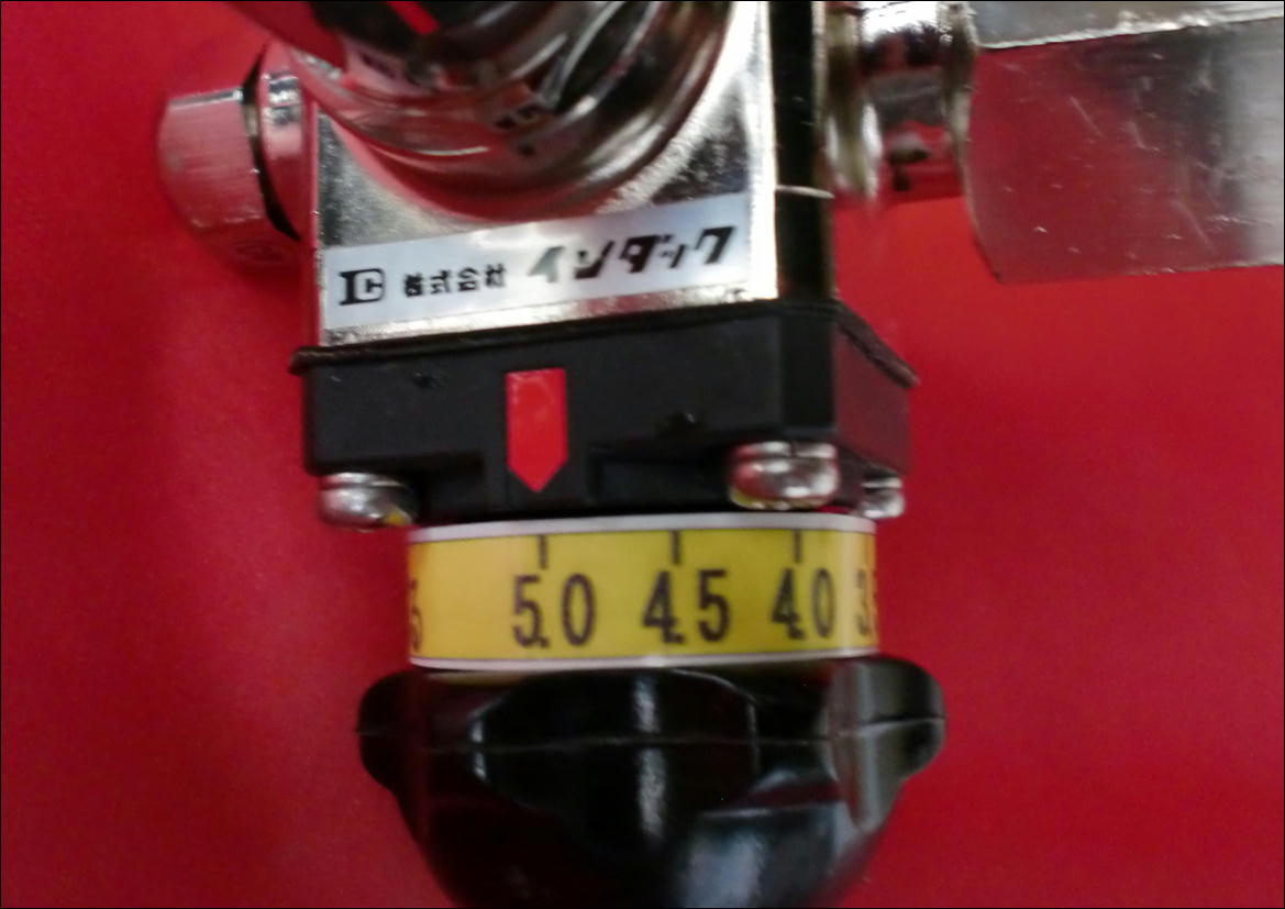 減圧弁（キリン）５気圧・強炭酸水製造用・インダック製・綺麗な中古圧力調整品　④_５気圧(0.5mpa)に調整
