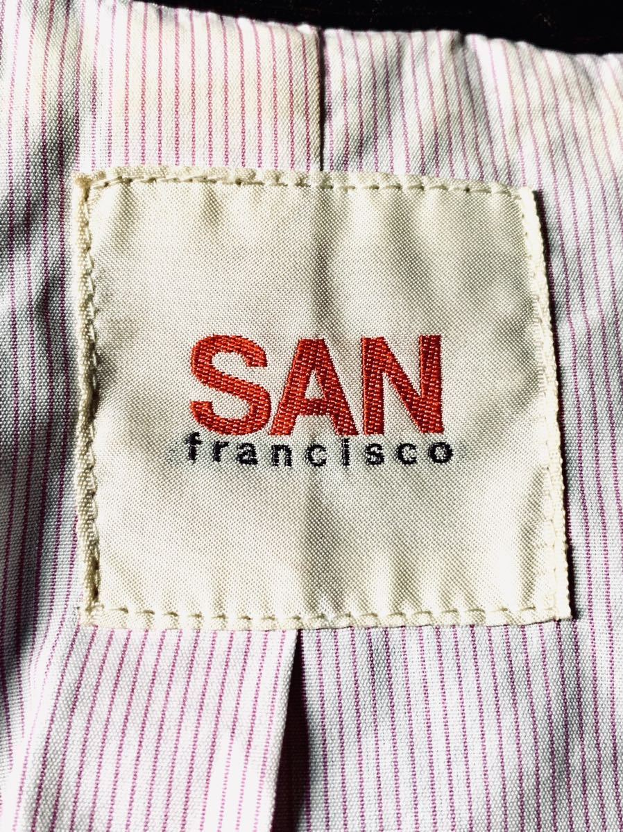 正規品 美色ヴィンテージブラウン San Francisco leathers（羊革）シープスキンラムレザー ダブルプレスト ライダース コート ジャケット M_画像5