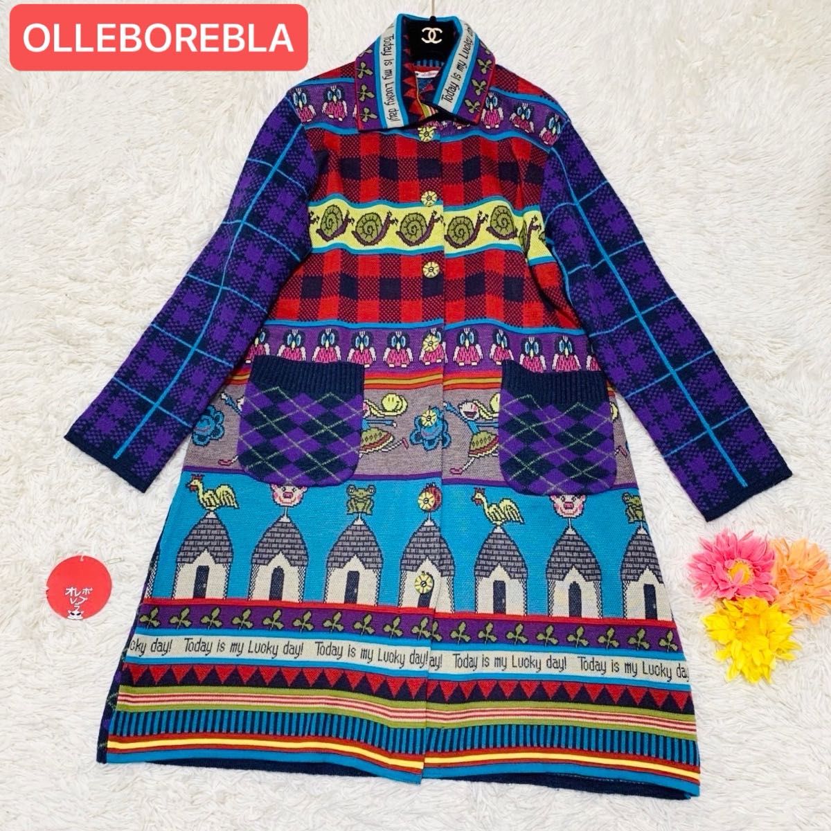 未使用】OLLEBOREBLA アルベロベロ ロングニットコート ぶたさん 未使用】OLLEBOREBLA アルベロベロ ロングニットコート ぶたさん