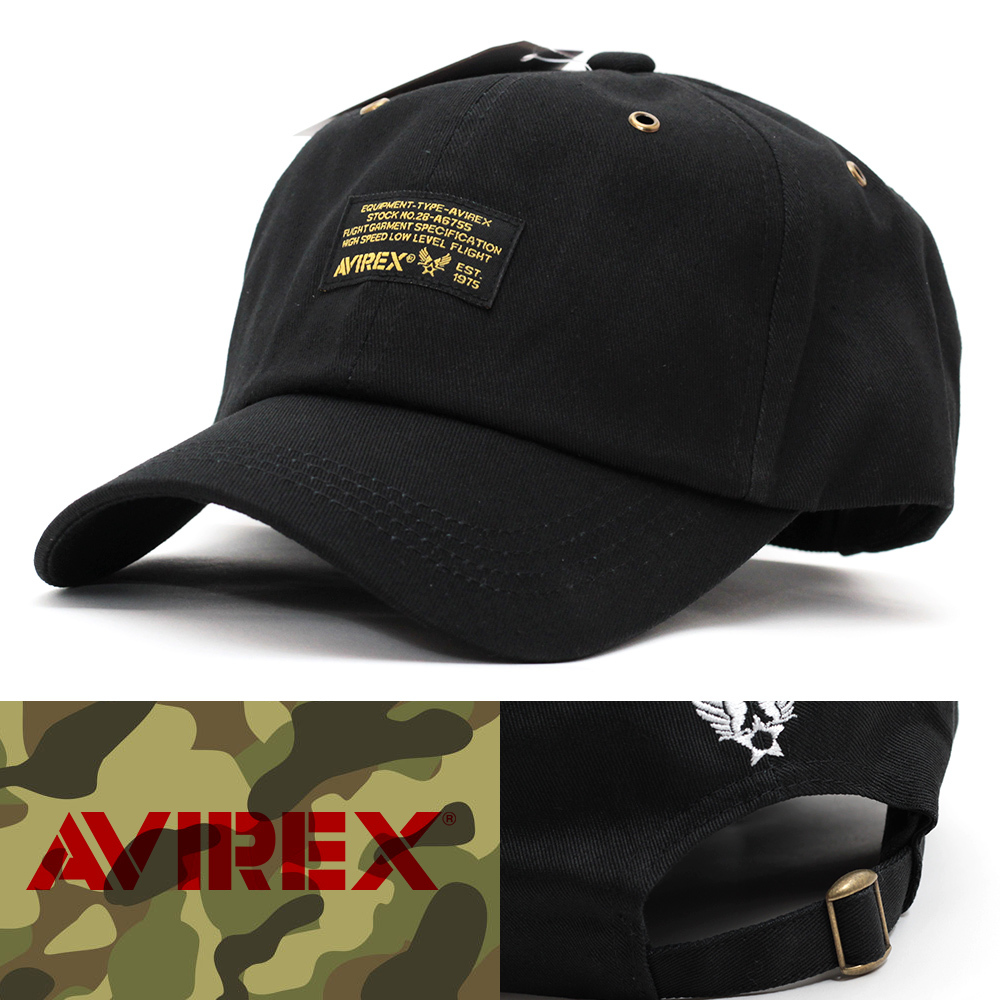 ローキャップ 帽子 メンズ AVIREX FRONT NAME LOW CAP アヴィレックス ブラック アーミー 14492900-80 アビレックス ミリタリー アメリカ_AVIREX FRONT NAME LOW CAP