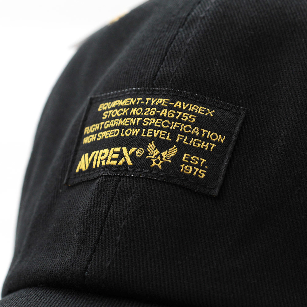 ローキャップ 帽子 メンズ AVIREX FRONT NAME LOW CAP アヴィレックス ブラック アーミー 14492900-80 アビレックス ミリタリー アメリカ_100%Cotton