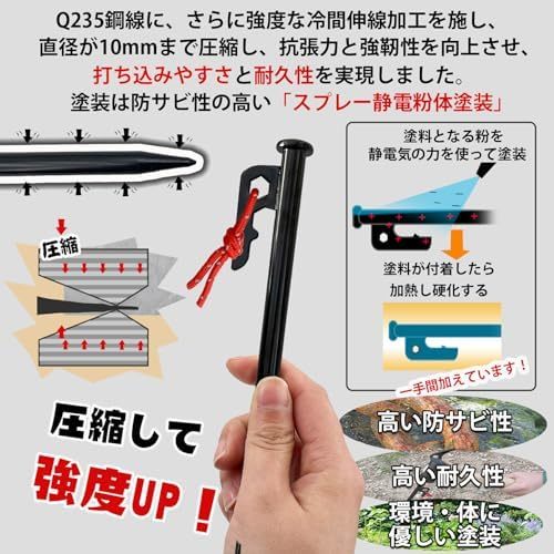 丸鋼ペグ25cm8本+30cm8本セット 25cmペグ + 30cmペグ セット ソリッド ステーク テント キャンプ ペグ 収納_画像8