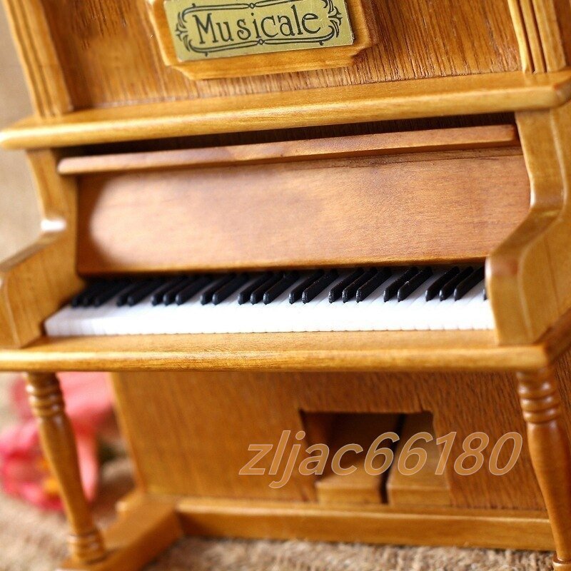 ミニチュアピアノのオルゴール アンティーク ヴィンテージ インテリア 置物 木製 レトロ 音楽 楽器 エレガントの画像5