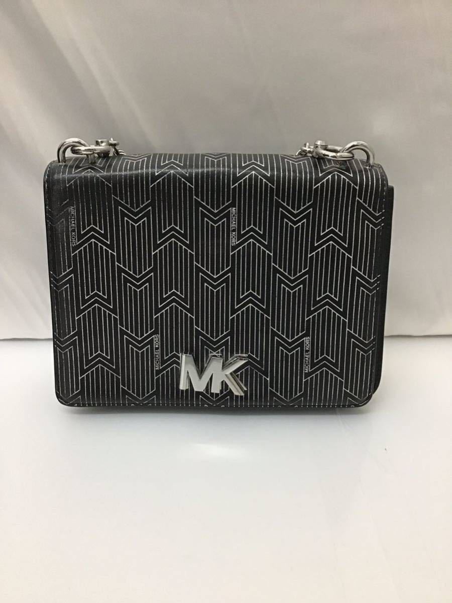 20240119【MICHAEL KORS】マイケルコース Mott Metallic Deco Leather Satchel ショルダーバッグ ブラック 30h8moxl7m 総柄