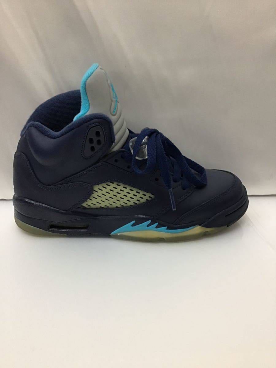 20240124【NIKE】ナイキ AIR JORDAN 5 RETRO BG エアジョーダン5 レトロ ハイカットスニーカー 23.5 ネイビー 440888-405_画像3