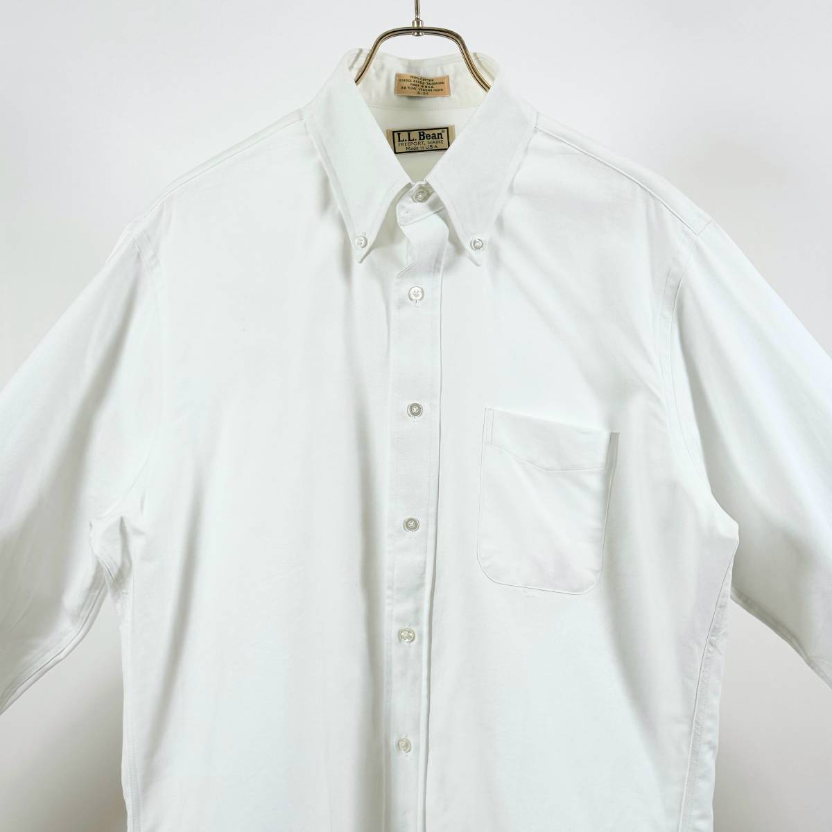 最終値下げ 16-34 / USA in Made / Stock Dead 希少《 》80s 】 BDシャツ オックスフォード 白 ホワイト ビンテージ アメリカ製 LLBEAN デッド【 男性用
