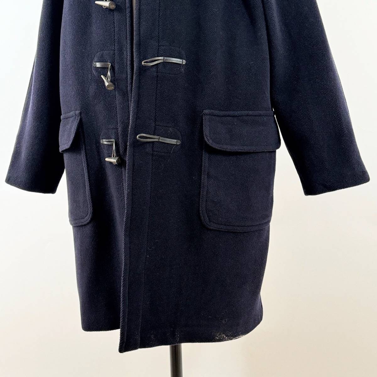  rare { Good Condition / KINGSTON / UK52 }80s90s beautiful goods [ GLOVERALL Moore Brooke navy herringbone duffle coat Vintage ]