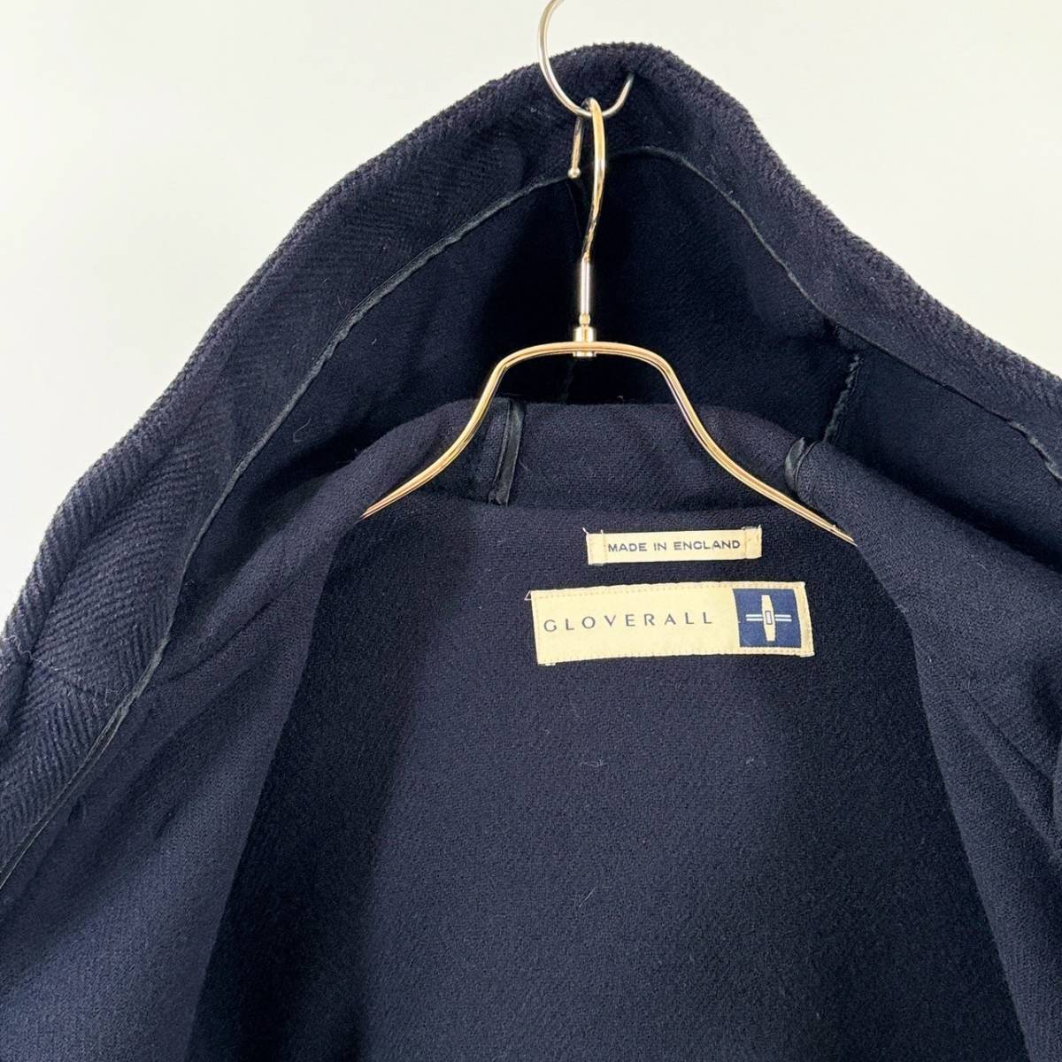  rare { Good Condition / KINGSTON / UK52 }80s90s beautiful goods [ GLOVERALL Moore Brooke navy herringbone duffle coat Vintage ]