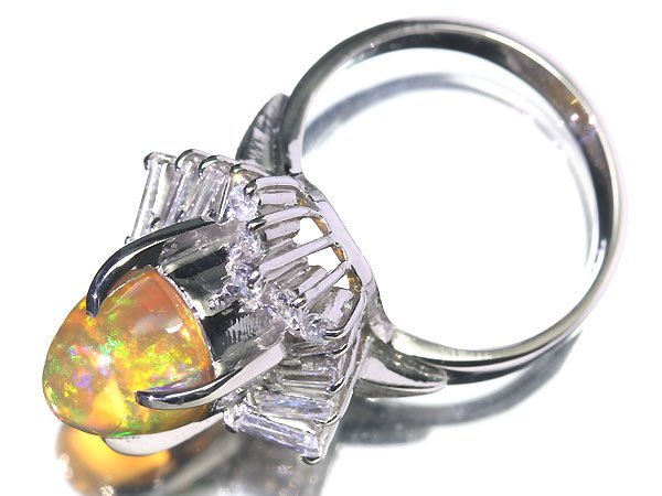 UL10637SS【1円～】新品【RK宝石】魅惑の遊色!! 極上ファイアオパール 大粒2.77ct!! 極上ダイヤモンド 総計0.6ct Pt900 高級リング ダイヤ_画像5