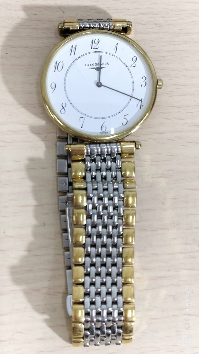 (7775* неподвижный [LONGINES/ Longines ] Grand Classic L4.635.2 белый циферблат QZ мужские наручные часы * заводная головка часов функционирование подтверждено 