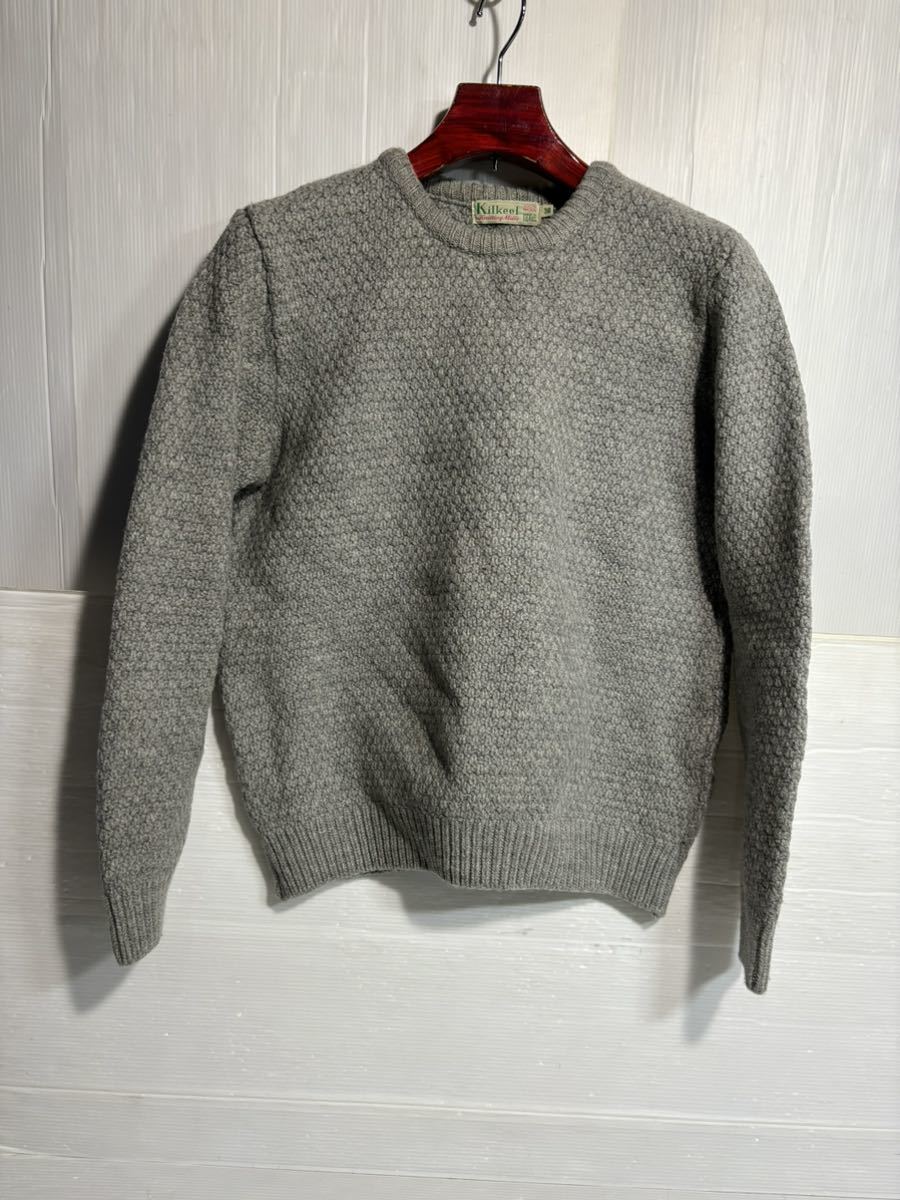 ヴィンテージ Kilkeel Knitting Mills キルキール　　アイメックス　イギリス製　肉厚ウール　フィッシャーマンセーター　霜降りグレー 36_画像3