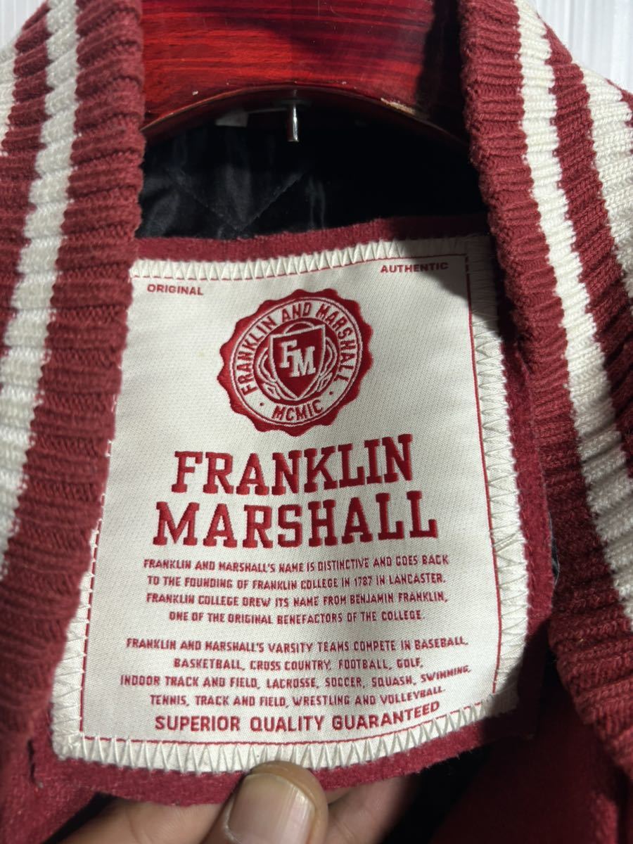 FRANKLIN AND MARSHALL フランクリンアンドマーシャル フランクリンマーシャル 本革 レザー スタジャン スタジアムジャンパー 赤 XLの画像7