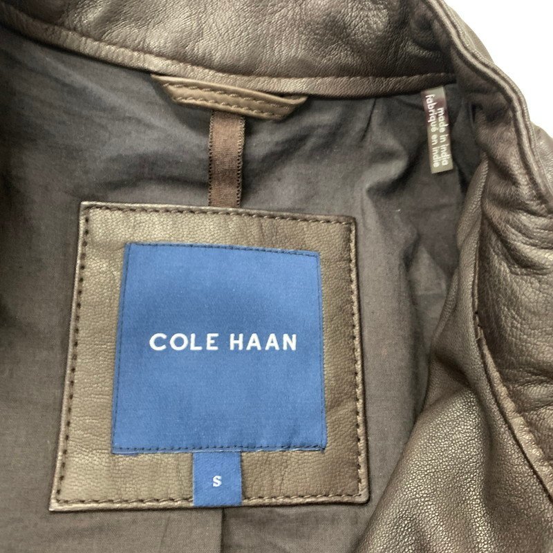 TEI 【中古品】 COLE HAAN ゴートレザーシングルライダースジャケット コールハーン ブラウン サイズS 〈141-240118-MK-11-TEI〉_画像4