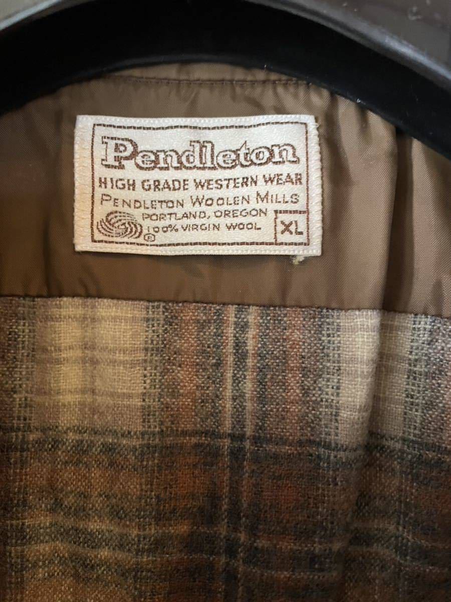 送料込即決：USED ビンテージ ペンドルトン PENDRETON ウールシャツ XL (実質Ｌ程度) USA製 PURE VIRGIN WOOL100%