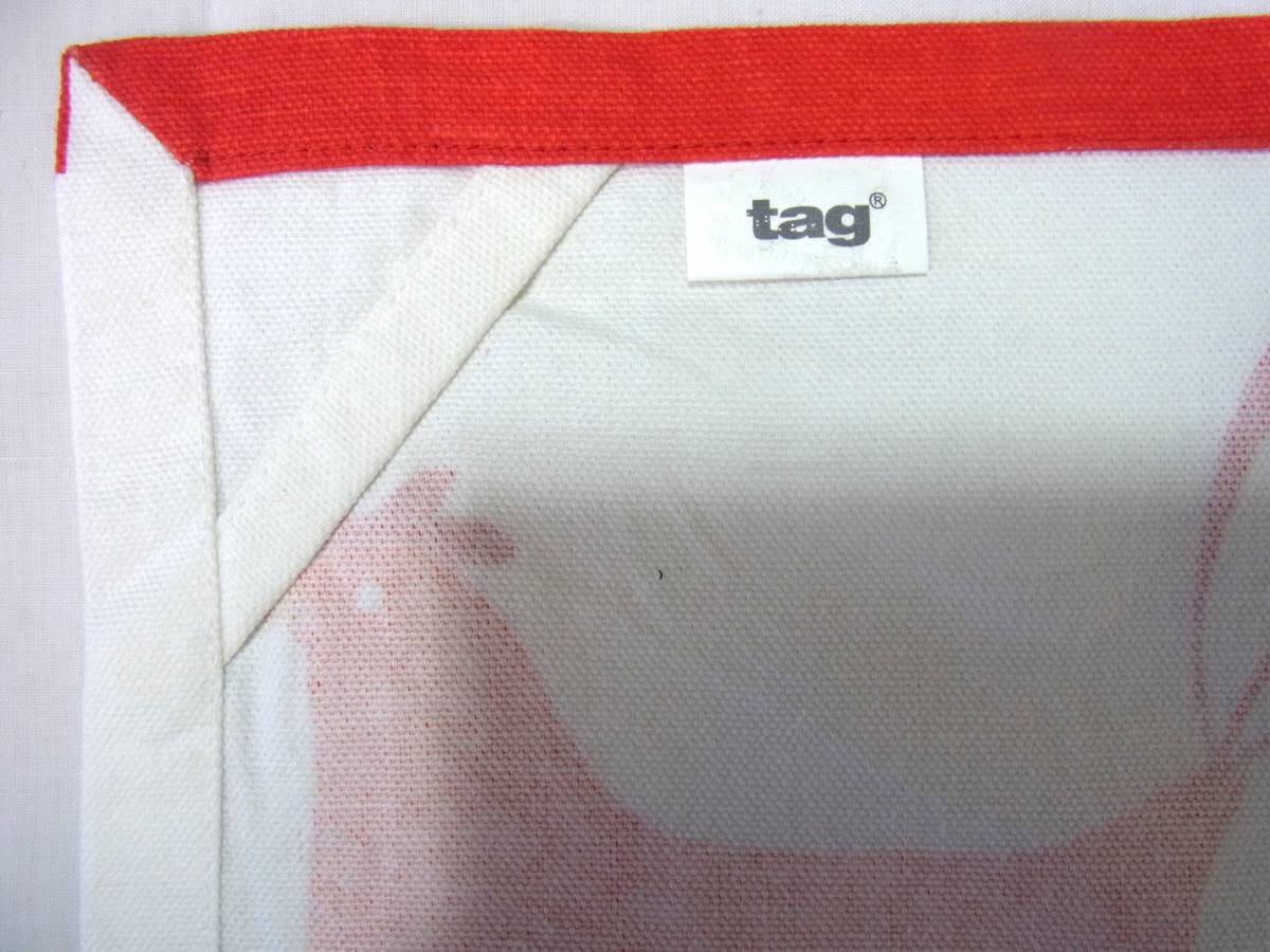 USED キッチンクロス 道具 ティータオル 布巾 2点 tag/インド製 綿100% ニワトリ柄・カラトリー柄 使用感有_画像4