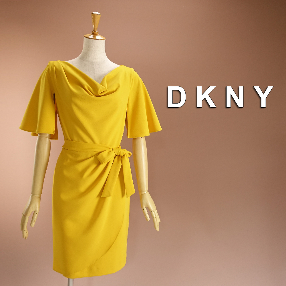  новый товар DKNY 8/13 номер Donna Karan желтый цвет .. цвет One-piece вечернее платье короткий рукав свадьба 2 следующий .... формальный . называется презентация блестящий 32F1501