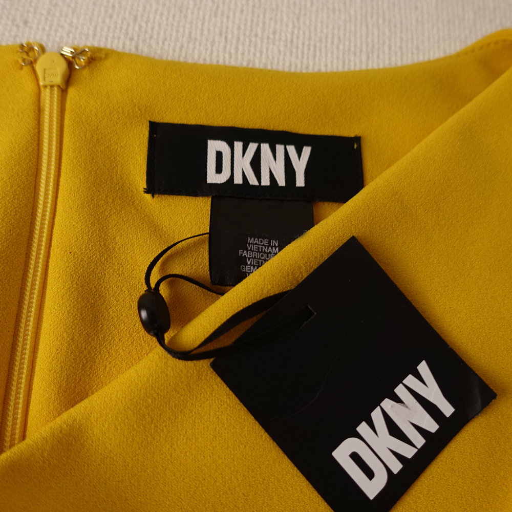 新品 DKNY 12/17号 ダナキャラン 黄色 辛子色 ワンピース パーティドレス 半袖 大きいサイズ 結婚式二次会 フォーマル お呼ばれ 凛44F1503_画像7