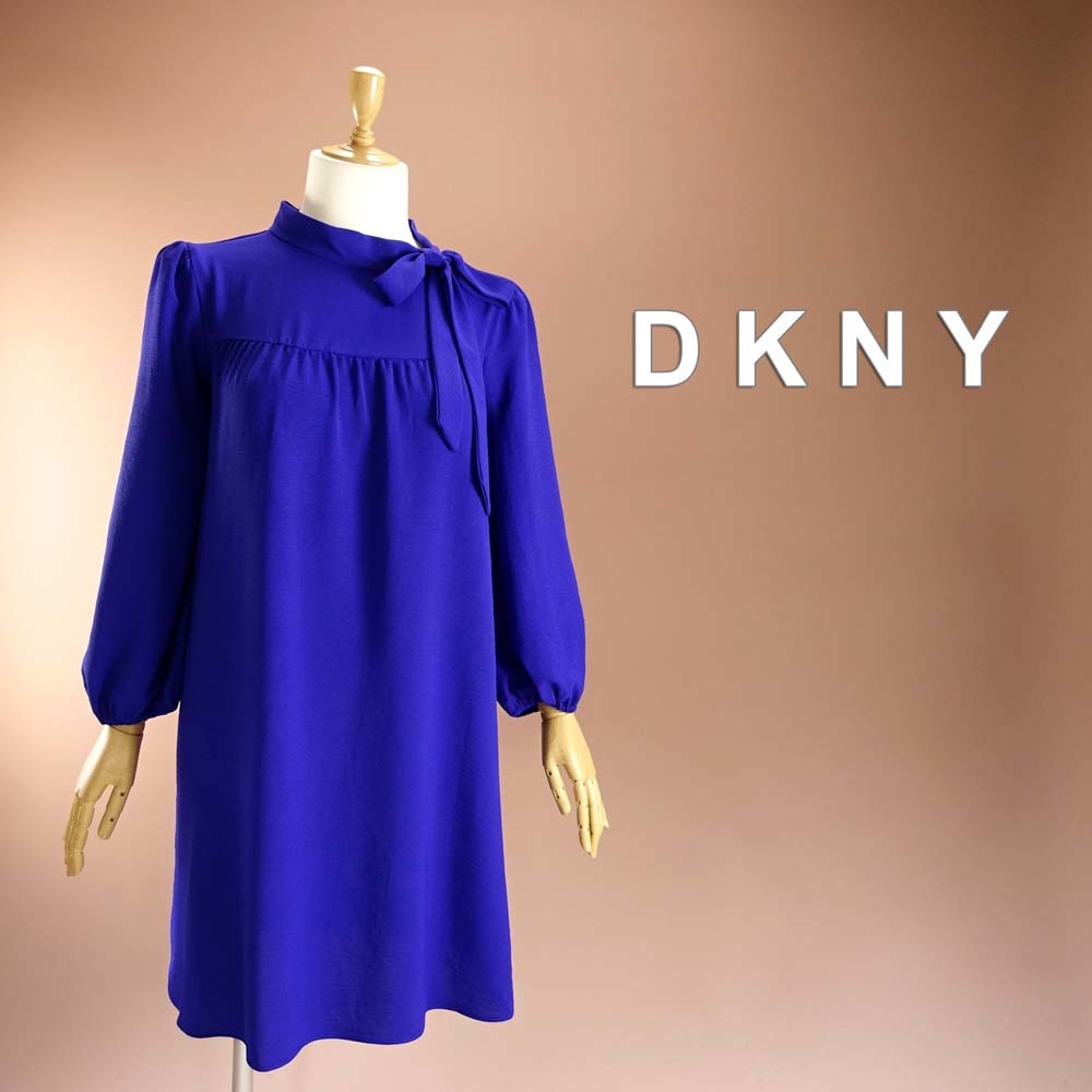 新品 DKNY 14/19号～21号 ダナキャラン 青 紺 ワンピース パーティドレス 大きいサイズ 結婚式 二次会 披露宴 発表会 演奏会 凛葵52F2703_画像1