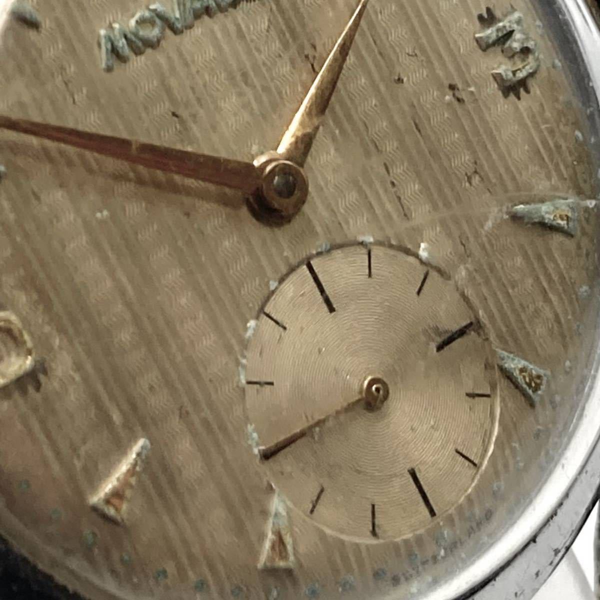 MOVADO モバード 手巻き 15石 アンティーク レア文字盤 スモセコ メンズ ジャンク 時計の画像4