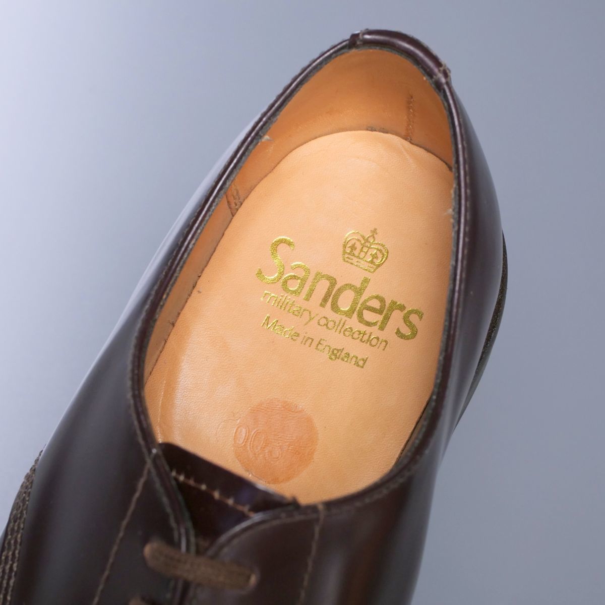 TG9413//英国製*サンダース/SANDERS*1384R/ミリタリーコレクション/メンズ7/プレーントゥ/レザーシューズ/革靴/茶/ブラウン_画像8