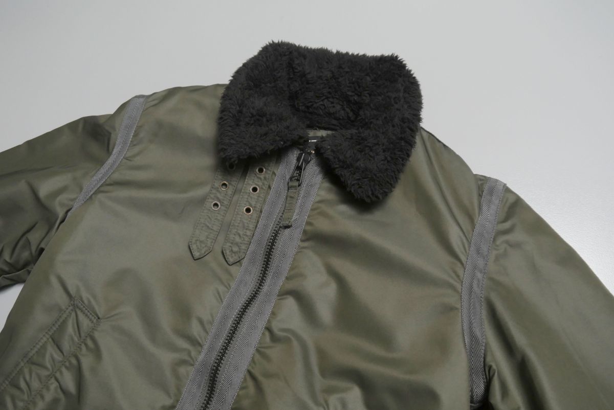 TH0134//*アルファ/ALPHA INDUSTRIES*メンズMEDIUM/ボアフリースライニング/ミリタリージャケット/ジップアップブルゾン/カーキ系_画像3