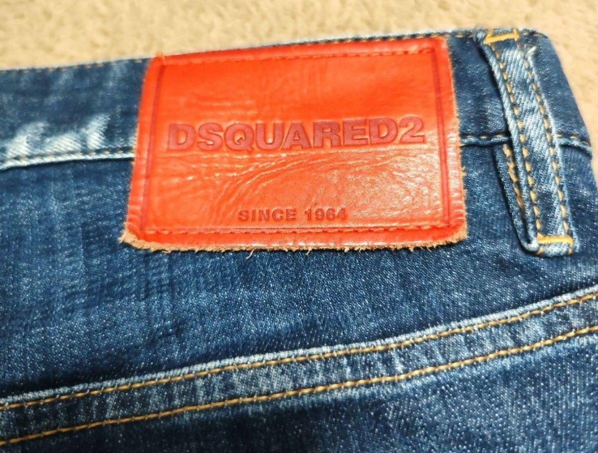 美品 Dsquared2 スケータージーンズ Size50 ダメージ加工 スキニー  デニムパンツ インディゴ ディースクエアード