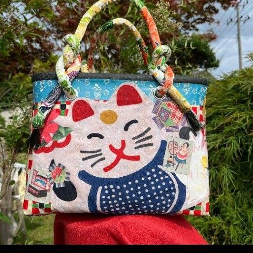 新品、未使用！！【招き猫】一閑張り バッグ【お魚】