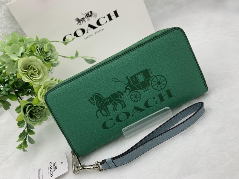 コーチ COACH 長財布 財布 グリーン カラーブロック エンボス レザー ストラップ付き ジップ ホースキャリッジ 馬車 新品未使用 C5889 A225_画像2