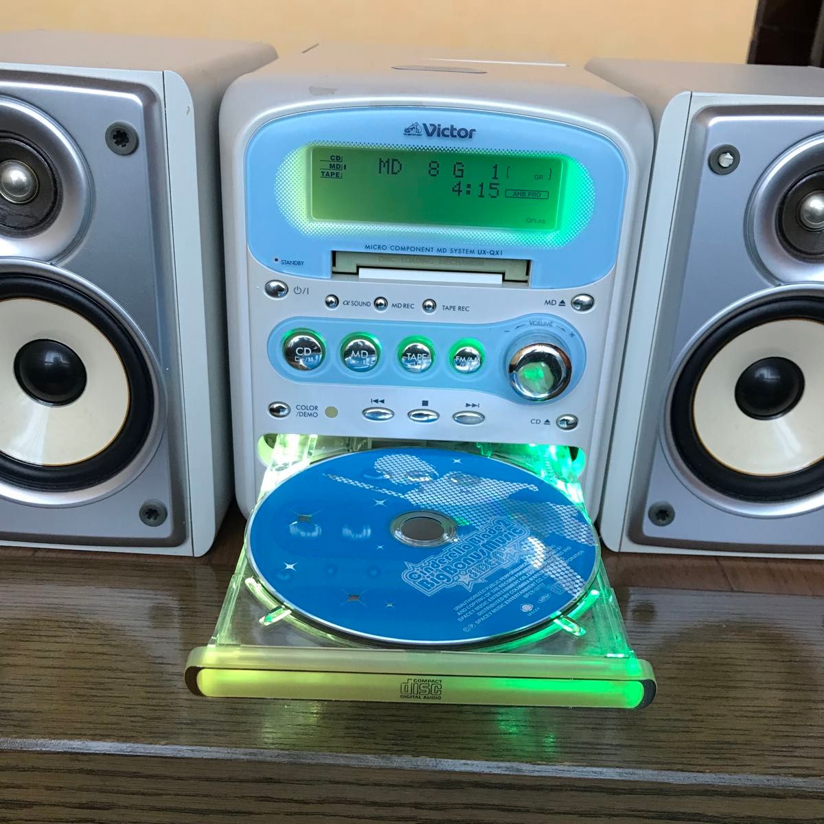 Victor MD・CDコンポ UX-QX1-A ペパーミントブルー ジャンク Victor MD・CDコンポ UX-QX1-A ペパーミントブルー ジャンク