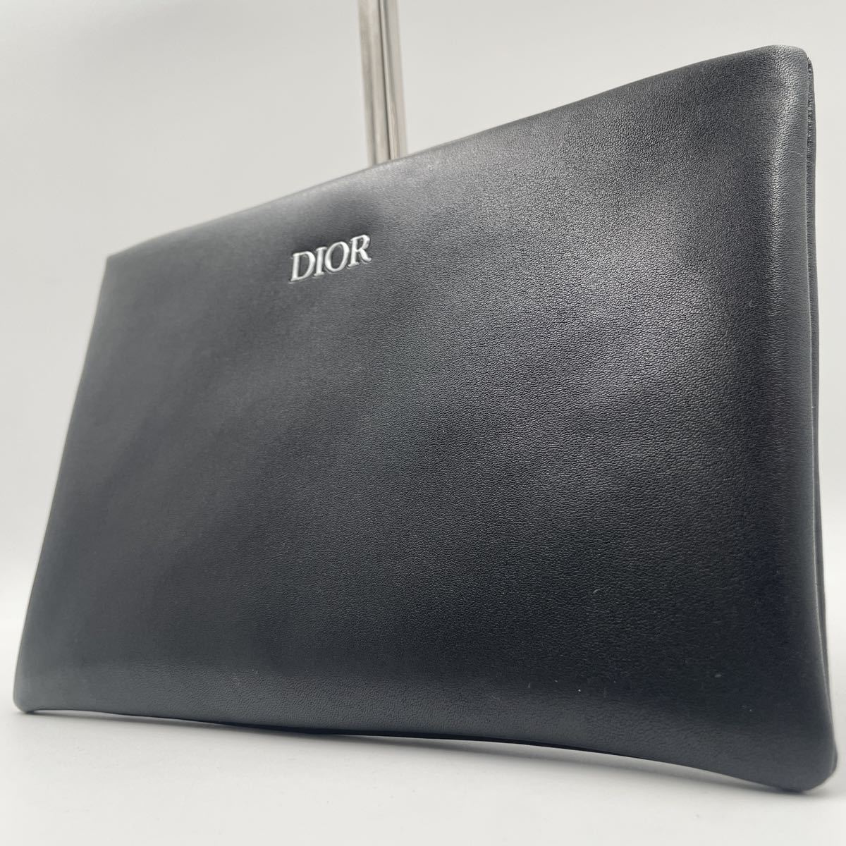 1円●新品 未使用●DIOR ディオール クラッチバッグ ポーチ セカンドバッグ レザー ビジネス メンズ レディース 黒 ブラック 千鳥柄_画像1