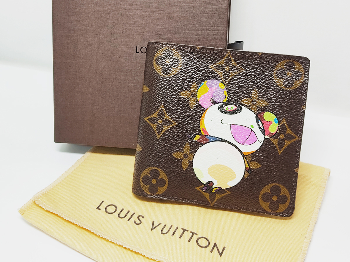 売り切り 大特価 LOUIS VUITTON ルイヴィトン ポルトフォイユマルコ M61666 モノグラムパンダ 二つ折り財布 箱付き 中古_画像1