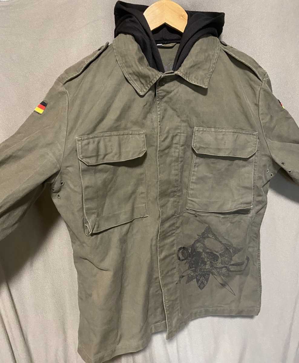 ミリタリー ジャケット ドイツ軍 どくろ スカル　カーキー 3 ビンテージ フィールドジャケット vintage German military field jacket M_画像4