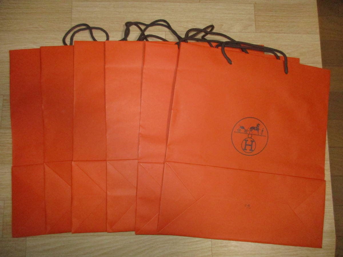 HERMES エルメス ショッパー 紙袋 ショップ袋 6枚 46.5×42×17cm バーキン ケリー ガーデンパーティー エブリン エールライン BOX 箱_画像2