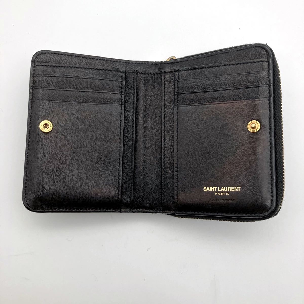 イヴ・サンローラン 財布 ラウンドジップ YSL ミニ財布 ブラック イヴ・サンローラン 財布 ラウンドジップ YSL ミニ財布 ブラック