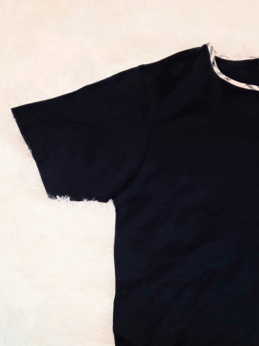 バーバリーロンドン BURBERRY LONDON レディース 半袖シャツ Tシャツ Sサイズ 黒 ブラック ノバチェック ホースロゴ 中古美品の画像5