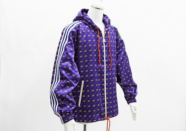 /◆美品【GUCCI×adidas グッチ×アディダス】トレフォイルプリントジャケット 691428 パープル×イエロー 48_画像8