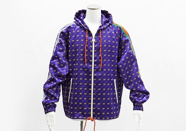 /◆美品【GUCCI×adidas グッチ×アディダス】トレフォイルプリントジャケット 691428 パープル×イエロー 48_画像1