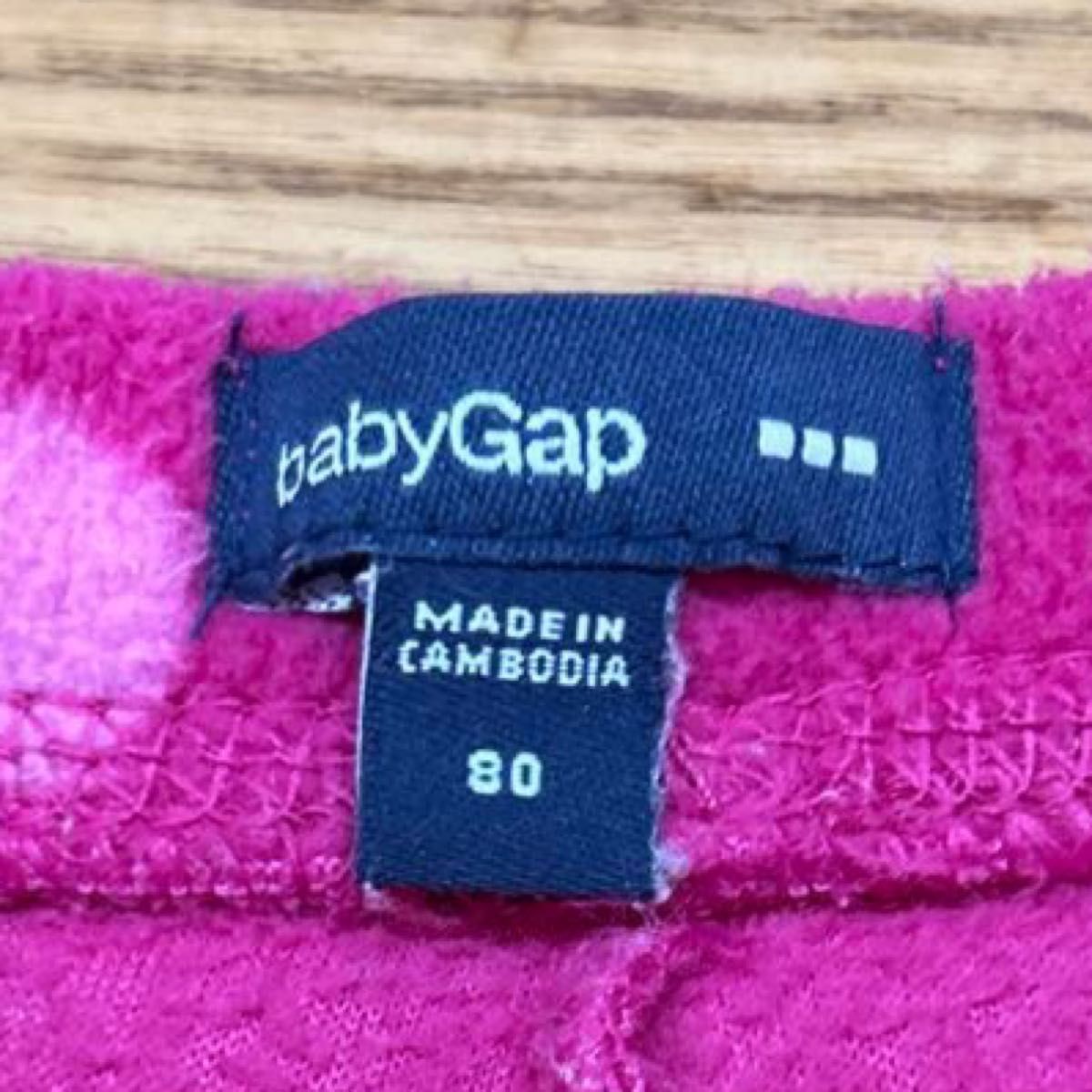 【baby GAP】(USED)フリース素材 ピンク&ドット柄 レギンス 2枚セット 80cm スパッツ