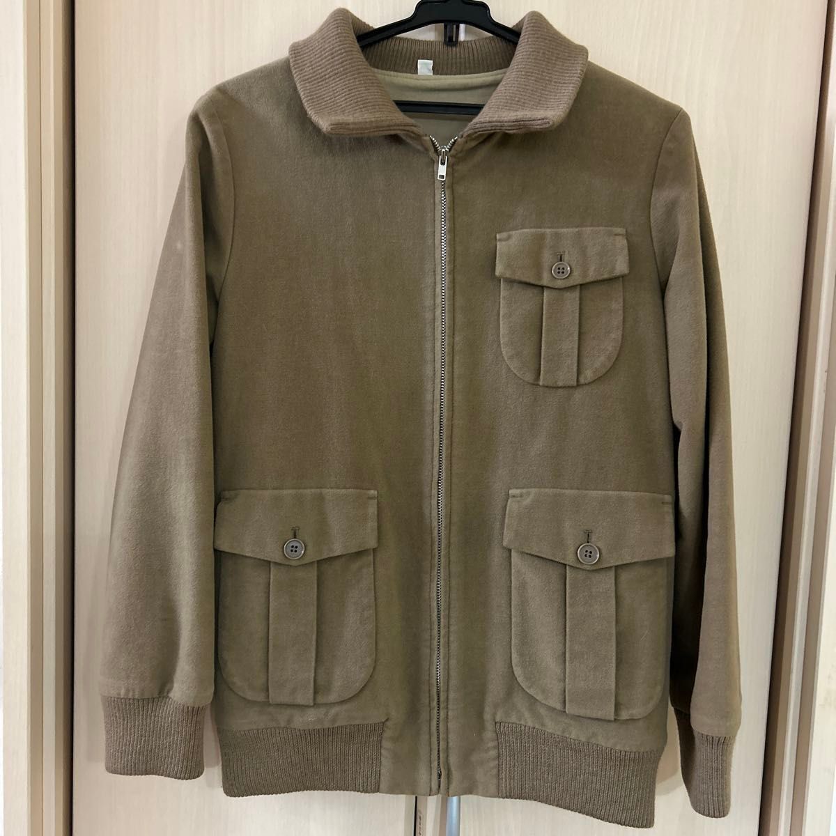 【無印良品】MUJI (USED) ベージュ ブルゾン ジップジャケット Mサイズ