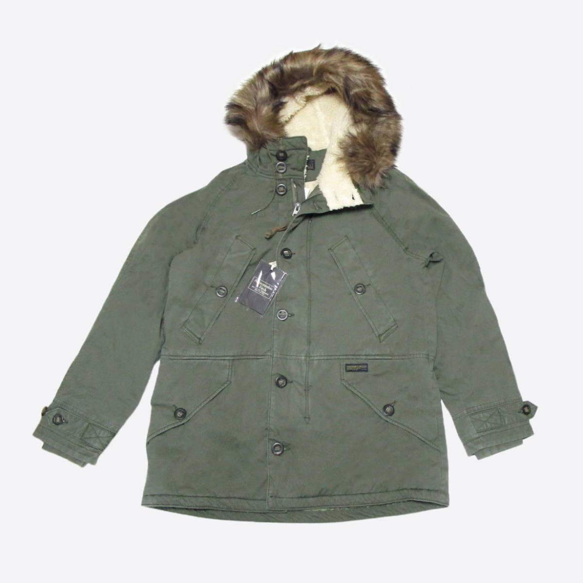 ★SALE★Abercrombie & Fitch/アバクロ★裏シェルパミリタリージャケット (Olive/L)